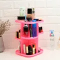 Pink rotating makeup organizer cosmetic storage box multi-layer desktop holder stand display - Pink Rounded Corner Storage Box