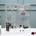 Transparante acryl inklapbare oorbellen display houder voor nette sieraden opslag. - 3 panelen met 180 gaten / Transparant