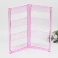 Dikke plastic oorbellen display standaard, creatieve opvouwbare scherm sieraden organizer. - 3 panelen met 180 gaten / Roze