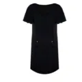 Black V-neck short sleeve beach dress lace tassel bikini cover up summer vacation wear - 3XL / Black