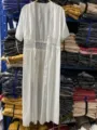 White lace trim chiffon beach cover-up, elegant hollow-out summer swimwear vacation kimono. - S / White