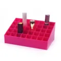 40-grid pink lipstick organizer plastic makeup storage display stand for desktop cosmetics - Grid Size 2.3 x 2.3cm / Burgundy