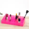 Pink acrylic lipstick organizer desktop makeup storage box multi-grid cosmetic display stand - Pink