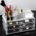 Transparent acrylic makeup organizer 3-drawer cosmetic storage box lipstick holder desktop tidy - SF-1303