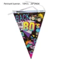 Retro 80er Jahre Party Wimpelkette Dekoration bunte dreieckige hängende Flagge Partyzubehör. - Wimpelkette