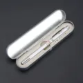 5-in-1 multi-functional laser pointer pen in silver variant with metal storage box - Box Packaging / Silver