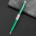 Multifunctional green laser pointer pen with LED light and clip for presentations. - Green