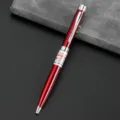 Multi-functional red laser pointer pen with LED light and ballpoint pen for office presentation. - Red