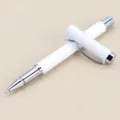 Witte metalen rollerball met zilveren trim, elegante zakelijke gelpen voor aangepast logo. - Wit