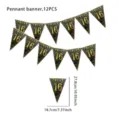 16th birthday black gold pennant banner detail, 12pcs party decoration hanging flag display. - 16th Birthday Style / 12-Piece Set