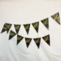 Black and gold 60th birthday party triangle bunting banner hanging decoration party supplies - 60th Birthday Style