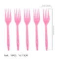 Pink plastic forks set of 10 pieces, crosshatch handle design, party tableware supplies - Pink Plastic Forks (Pack of 10) / Pink