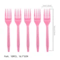 Rosa Einweg Plastikgabeln 10 Stück Set, 16,1x3cm Party Geschirr Zubehörbedarf. - Forks (10 Pcs)