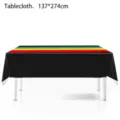 Wasserdichte Einweg Party Tischdecke 137x274cm schwarz mit festlichen Streifen Dekor. - Juneteenth Thema / 137x274cm (1 Stück)
