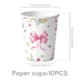 Roze strik bloemen papieren bekers voor feestdecoratie, 10 stuks verpakking, tafelbenodigdheden. - Papieren beker / Set van 10 Stuks
