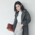 Abrigo de lana cuadros grueso mujer invierno medio largo estilo coreano elegante prenda abrigo - S / Tops / Cuadros Gris Oscuro