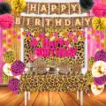 Leopardenmuster Geburtstag Party Dekoration Set mit Banner Luftballons und Tischdecke - Rosa Gold Leopard / 7 Zoll Teller (10 Stück/Packung)