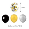 16 Stk 12 Zoll Konfetti Luftballons Schwarz Gold Silber Party Deko Set fuer Neujahr. - Neujahr-Partyballons