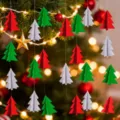 3D paper Christmas tree hanging decorations red white green holiday party decor ornaments - 3D Three-Dimensional Paper Christmas Tree Garland