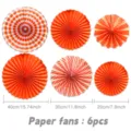 Orangene Papierfächer Set für Party Dekoration, 6 Stück hängende Fächer in verschiedenen Größen. - Erntedankfest Papierfächer