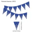 Blue paisley bandana pennant banner 12pcs western cowboy birthday party decoration flag - Dark Blue Denim / 12-Piece Set