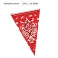 Red paisley pennant banner party decoration, 10 pieces set, size 20x29cm for birthday celebrations. - Red Cowboy / 10 Pieces