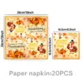 Danksagung Papierservietten Partyzubehör mit Truthahn Kürbis Design 20 Stk Packung. - Servietten