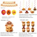 Thanksgiving Party Dekoration Set Banner Luftballons Tortenaufsatz Herbst Erntedankfest - Setup 5-teiliges Set