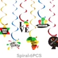 Juneteenth party hanging swirls decorations set, colorful 6pcs celebration props for event. - Swirl Decoration