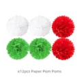 Ensemble de 12 pompons en papier colorés pour décoration de fête et aménagement de salle. - Ensemble Pom Poms en Papier