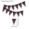 Details of black and pink glitter 30th birthday pennant banner 12pcs party hanging decor. - 30th Birthday Style / Set of 12