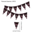 50th birthday black pink pennant banner 12pcs party decoration hanging flags supplies - 50th Birthday Style / Set of 12