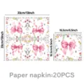 Serviettes en papier nœud floral décoration de table de fête 20pcs pour anniversaire mariage - Serviettes