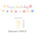 Lente aquarel bloemige gelukkige verjaardag banner feest decoratie set 16 stuks - Verjaardag Banner (Vlinder Bloemen)