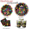 Cinco de Mayo Party Geschirr Set mit bunten Tellern, Bechern und Servietten für Feiern. - 4-teiliges Set (Cinco De Mayo) / 7 Zoll Tellerx10, 9 Zoll Tellerx10, Serviettenx20, Becherx10