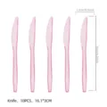 Lot de 10 couteaux jetables en plastique pailleté rose, longueur 16cm pour table de fête. - Couteaux Transparents à Paillettes Dorées