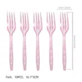 Fourchettes en plastique pailleté rose pour fête, vaisselle décorative réutilisable, 10pcs. - Fourchettes Transparentes à Paillettes Dorées