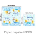 Serviettes en papier de fête d'anniversaire canard jaune mignon 33cm et 16.5cm 20pcs - Serviettes