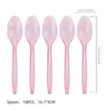 Lot de cuillères en plastique pailleté rose pour fête, 10pcs 16cm vaisselle réutilisable. - Cuillères Transparentes à Paillettes Dorées