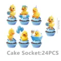 Jolis cake toppers canard jaune pour décorations de fête d'anniversaire, 24 pcs décor gâteau. - Décor de Cupcake (Petit Canard Jaune)
