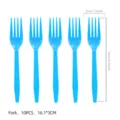 Blauwe plastic vorken 10 stuks set, 16cm feest servies wegwerpvorken voor verjaardag. - Blauwe Kunststof Vorken