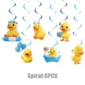 Mignon petit canard jaune serpentins déco fête ensemble de 6 pièces pour anniversaire. - Spirales Suspendues