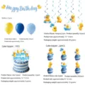Kit de decoration de fete sur le theme du petit canard jaune avec ballons et serpentins a suspendre - Ensemble de 5 Pièces (Bannière, Déco de Gâteau, Petits Décors, Spirales, Ballons)