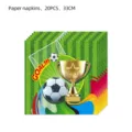Football theme paper napkins detail, green field background with golden trophy and soccer ball. - World Cup Napkin (5819896096726) / 20 Pieces Set