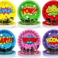Superhelden Thema Einweg Pappteller Variante bunte Comic Stil Party Geschirr Set 6Stk - 7 Zoll 60 Stück/Packung / Mehrfarbig (Mischpackung)