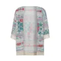 Floral print chiffon kimono cardigan with tassel hem, stylish open front beach wear top. - S / Multicolor