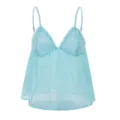 Camisola sexy de encaje azul claro con delicadas copas florales, tirantes finos y lindo lazo. - S / Azul cielo