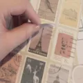 Vintage postage stamp stickers set for DIY journal scrapbooking, retro decorative stationery. - Default