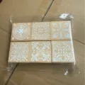 Vintage wooden rubber stamps set of 6 square decorative craft stamps with lace floral patterns. - OPP Bag / Square Lace Set