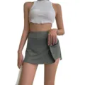 Women's high waist tennis skirt sexy athletic skort bodycon mini skirt apparel detail view - One Size / Gray